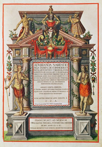 Admiranta Narratio.... Frontispiece (page 1) by Theodore de Bry